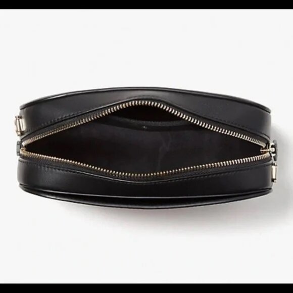 NWT Spade Flower Jacquard Stripe Medium Camera Bag Black, Cream, Pink - So Cute! - Picture 4 of 5